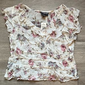 Ruffle Flower Print Blouse Passport
